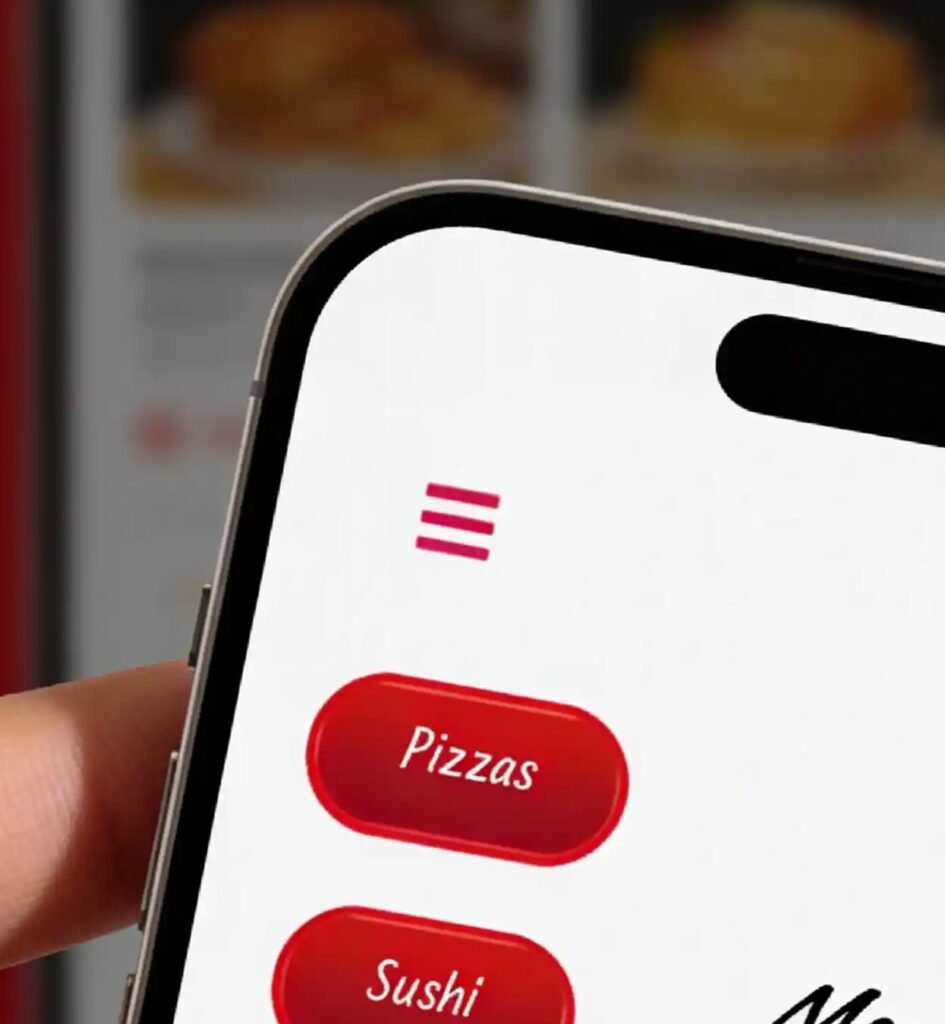 menú digital para restaurantes con botones de contacto del local