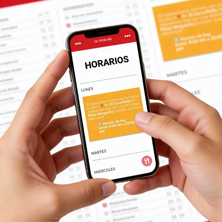 menú digital con horarios de local en chile