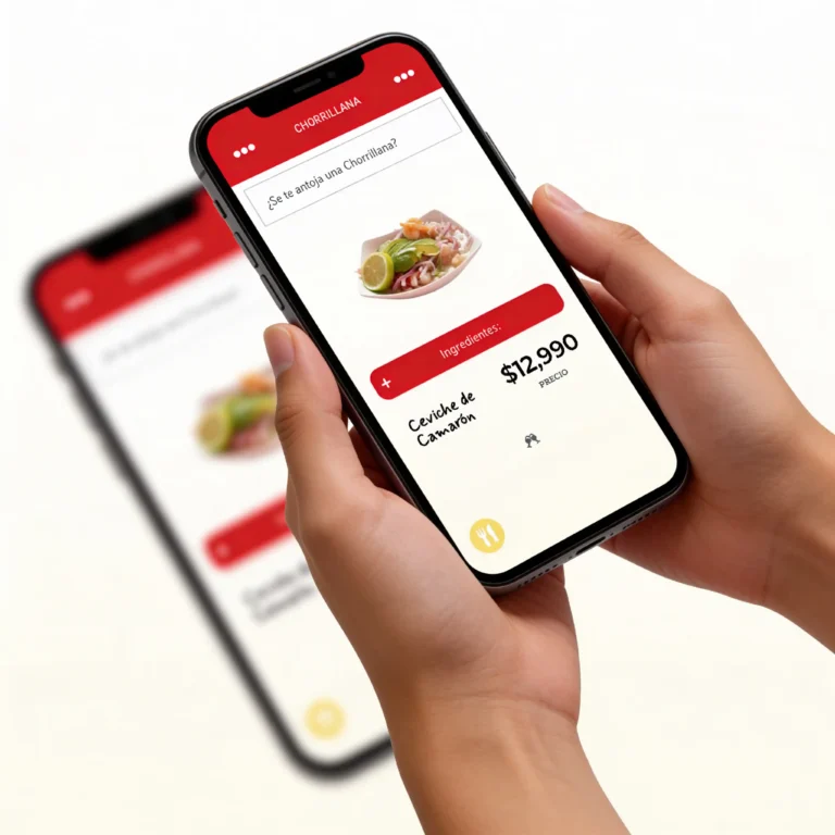 interfaz de productos de menú digital chile